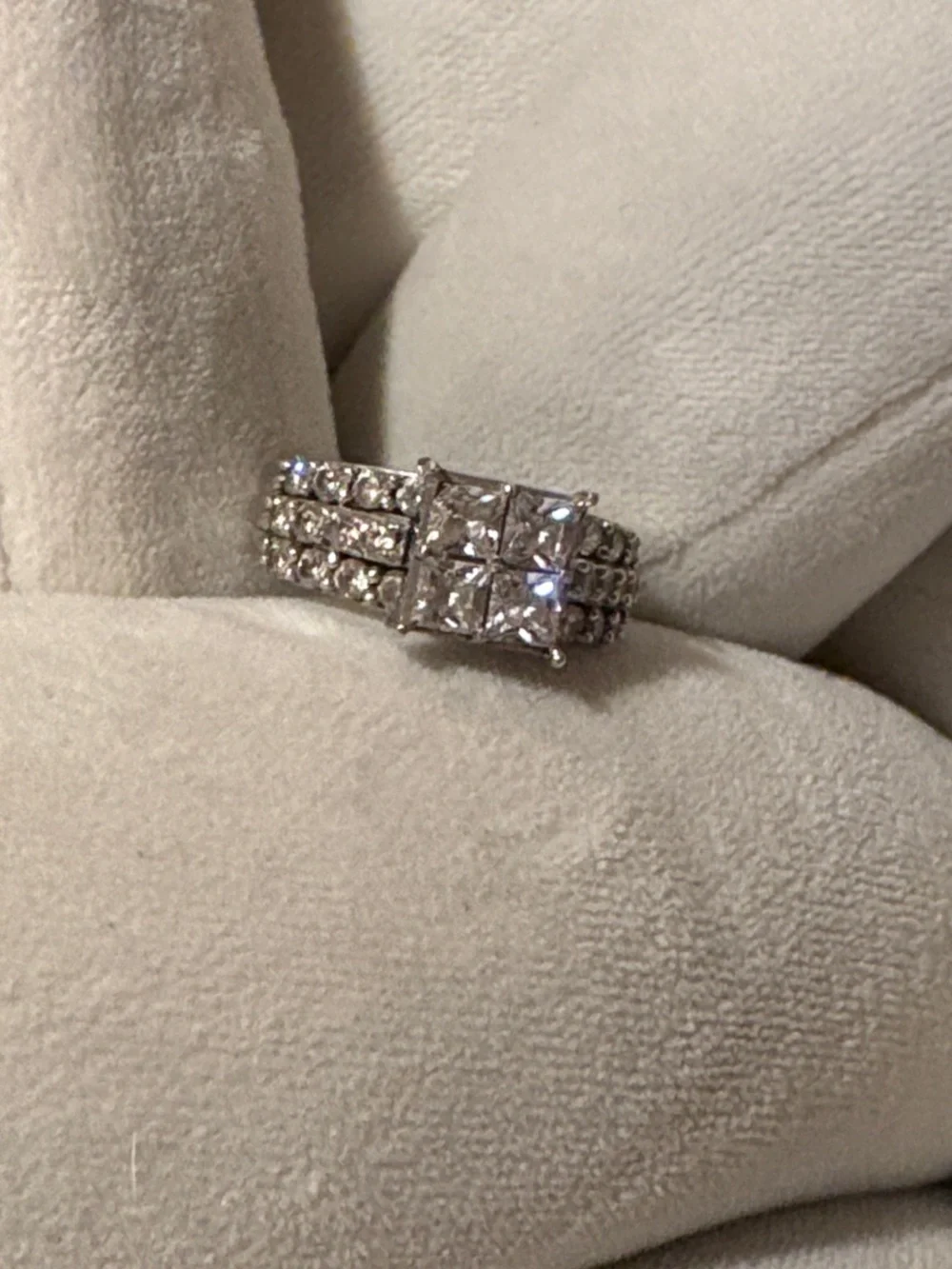 JTV Sterling Silver Square Cut Ring Size 9